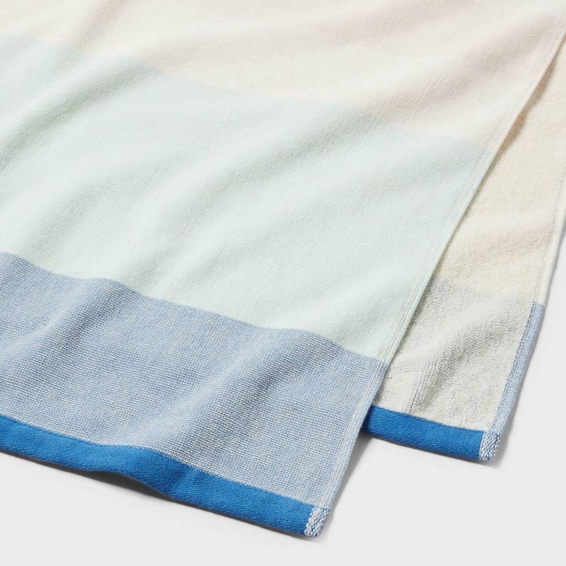 slide 3 of 4, Tan Striped Oversized Jumbo Beach Towel - Sun Squad™, 1 ct