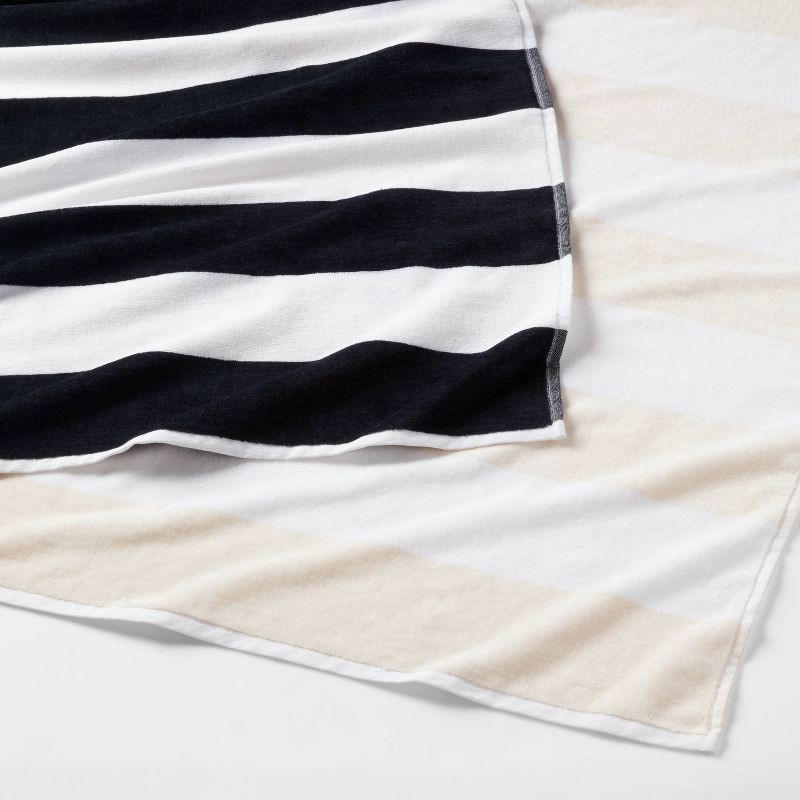 slide 4 of 5, 2pk Striped Beach Towel Bundle Black/Beige - Sun Squad™, 2 ct