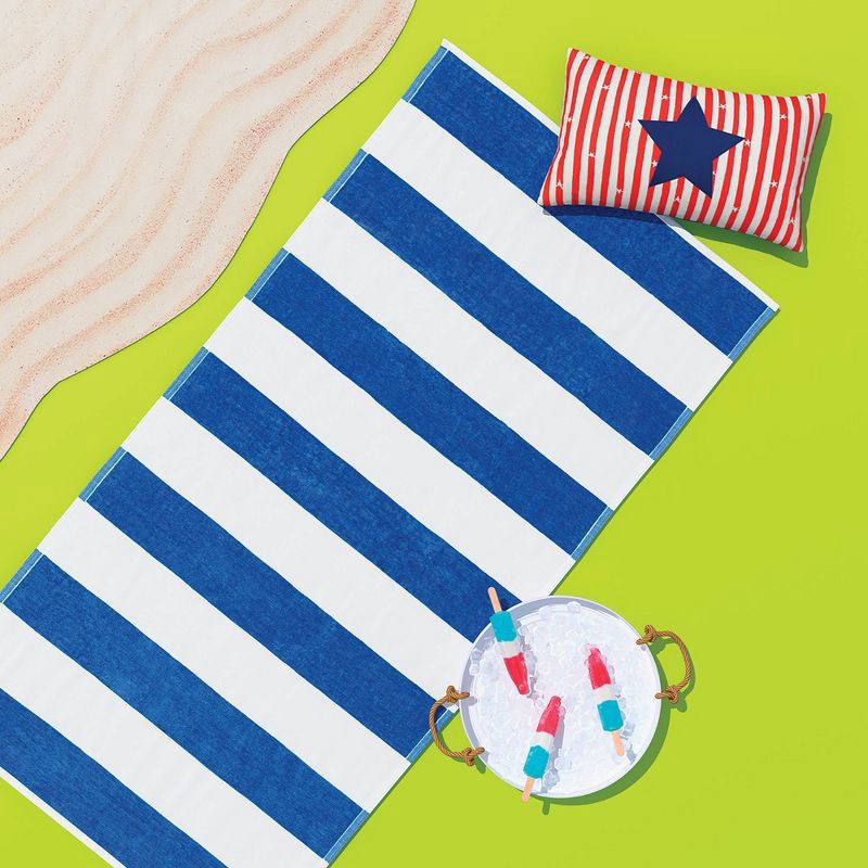 slide 2 of 4, Striped Beach Towel Blue/White - Sun Squad™, 1 ct