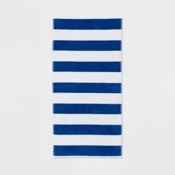 Striped Beach Towel Blue/White - Sun Squad™