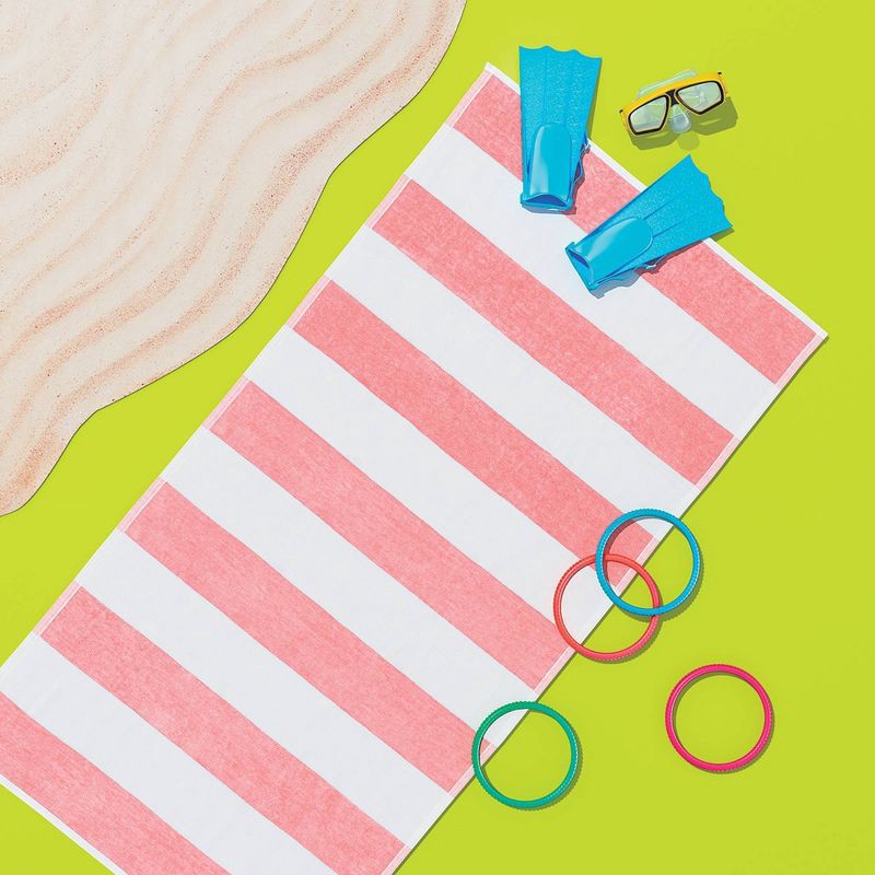 slide 2 of 4, Striped Beach Towel Peach/White - Sun Squad™, 1 ct