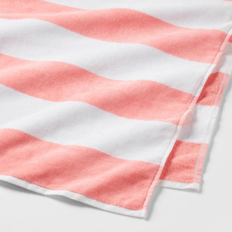 slide 3 of 4, Striped Beach Towel Peach/White - Sun Squad™, 1 ct