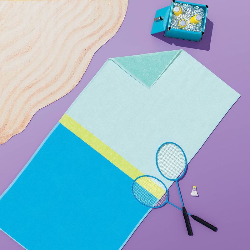slide 2 of 5, XL 'WOW' Reversible Beach Towel Blue/Teal/Lime - Sun Squad™, 1 ct