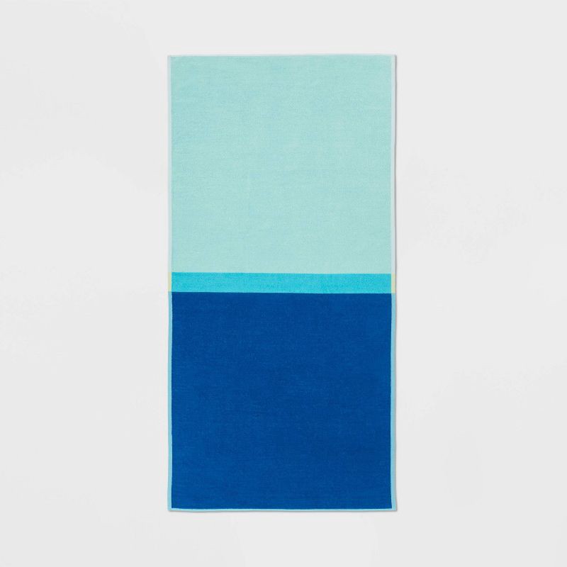 slide 3 of 5, XL 'WOW' Reversible Beach Towel Blue/Teal/Lime - Sun Squad™, 1 ct