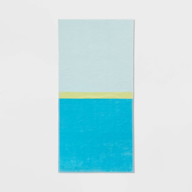 slide 1 of 5, XL 'WOW' Reversible Beach Towel Blue/Teal/Lime - Sun Squad™, 1 ct