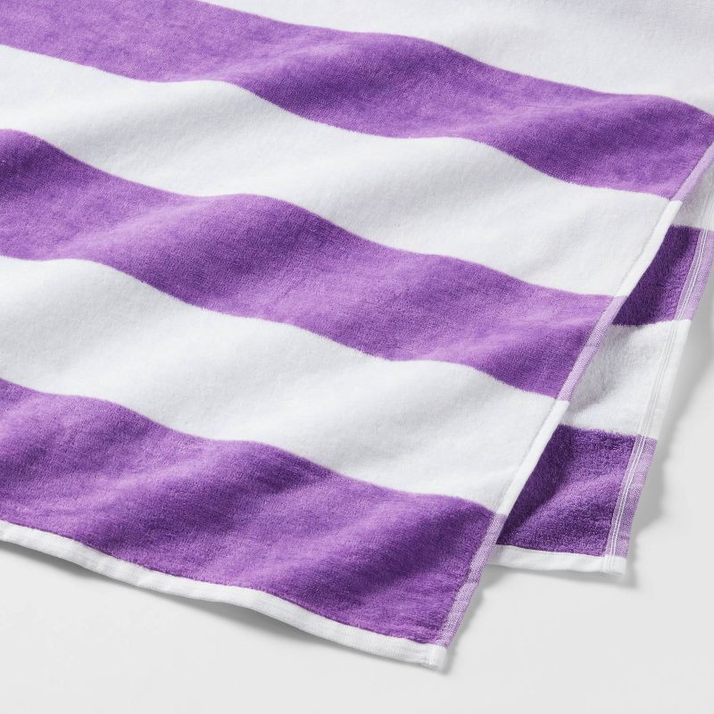 slide 3 of 4, Striped Beach Towel Purple/White - Sun Squad™, 1 ct