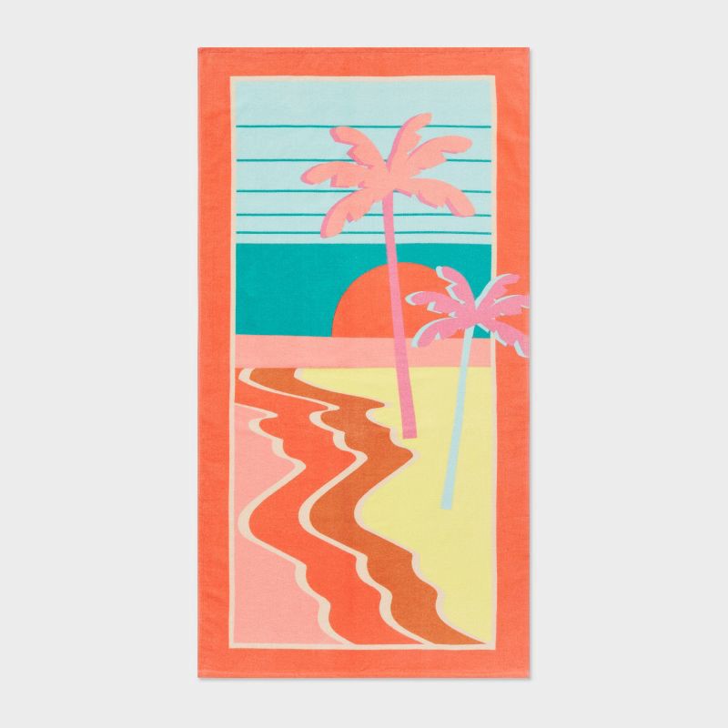 slide 1 of 4, Scenic Palm Tree Beach Towel - Sun Squad™, 1 ct