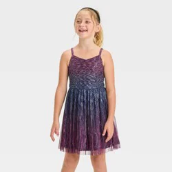 Zenzi Girls' Sleeveless Pleated Ombre Dress - Berry Purple XL