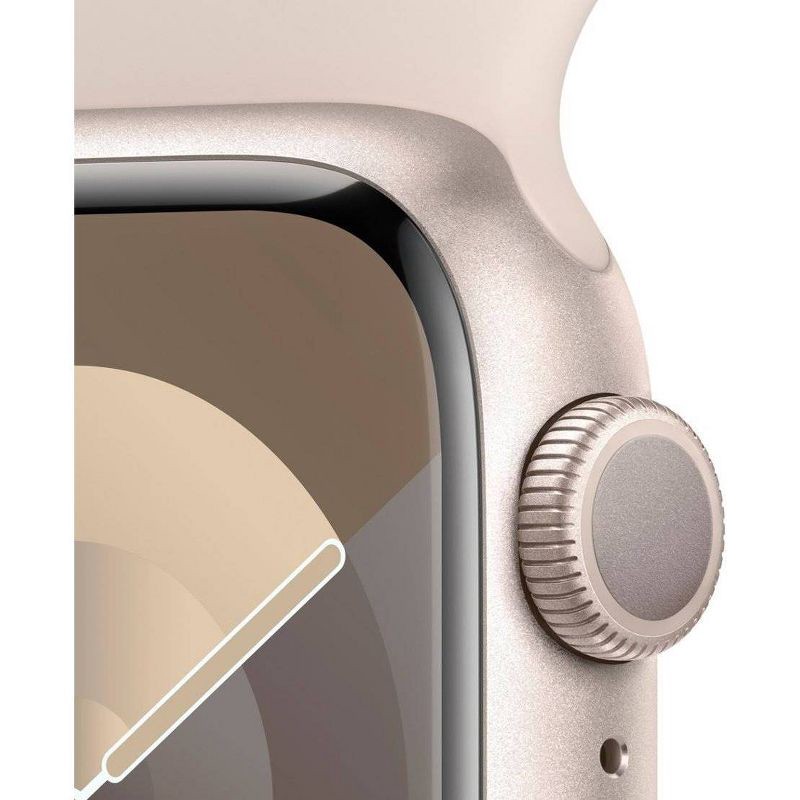 slide 3 of 9, Apple Watch Series 9 GPS (2024) 41mm Starlight Aluminum Case with Starlight Sport Band - S/M, 1 ct