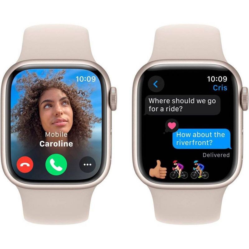 slide 6 of 9, Apple Watch Series 9 GPS (2024) 41mm Starlight Aluminum Case with Starlight Sport Band - S/M, 1 ct