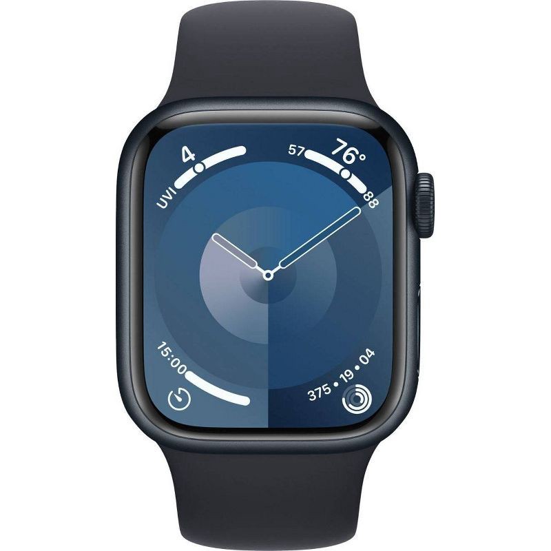 slide 2 of 8, Apple Watch Series 9 GPS (2024) 41mm Midnight Aluminum Case with Midnight Sport Band - M/L, 1 ct