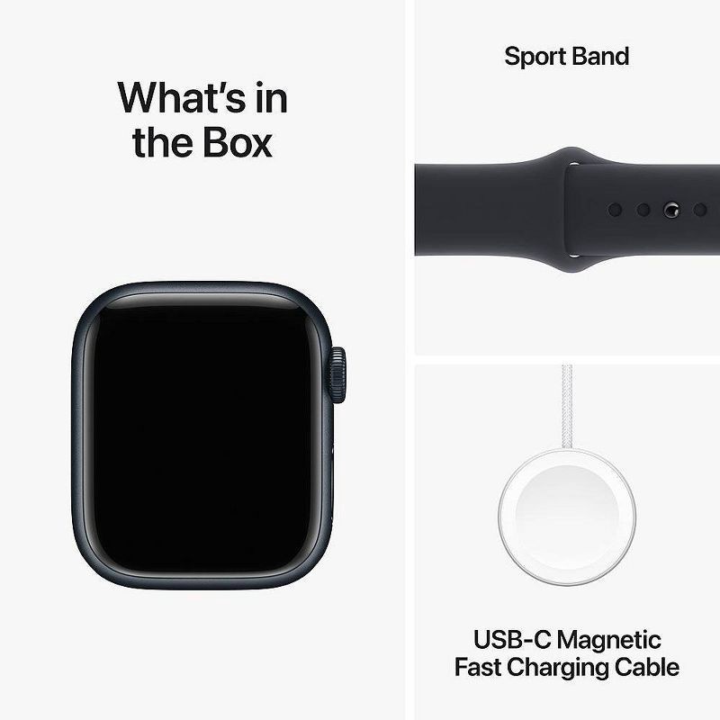 slide 8 of 8, Apple Watch Series 9 GPS (2024) 41mm Midnight Aluminum Case with Midnight Sport Band - M/L, 1 ct