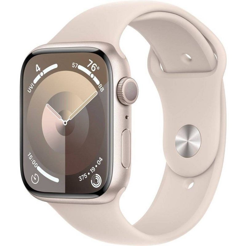 slide 1 of 10, Apple Watch Series 9 GPS (2024) 45mm Starlight Aluminum Case with Starlight Sport Band - M/L, 1 ct