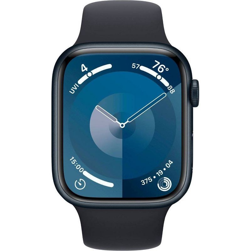slide 2 of 8, Apple Watch Series 9 GPS (2024) 45mm Midnight Aluminum Case with Midnight Sport Band - M/L, 1 ct