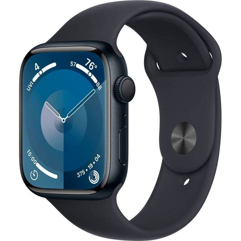slide 1 of 8, Apple Watch Series 9 GPS (2024) 45mm Midnight Aluminum Case with Midnight Sport Band - M/L, 1 ct