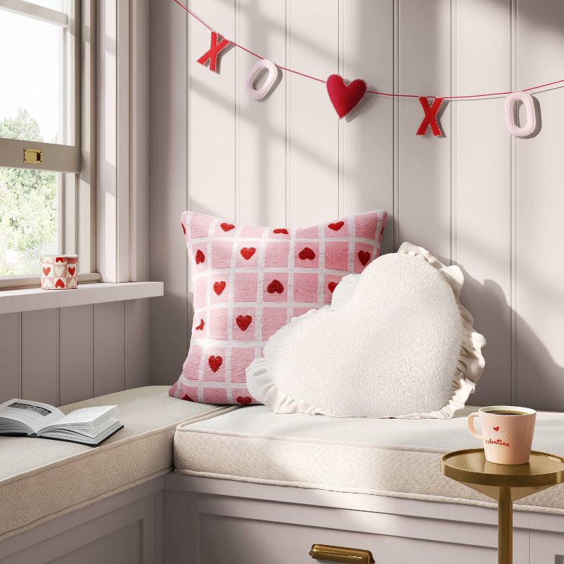 slide 2 of 4, Oversized Heart Velvet Pillow with Faux Shearling Reverse Ivory - Threshold™, 1 ct