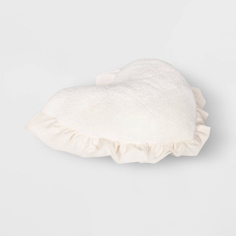 slide 3 of 4, Oversized Heart Velvet Pillow with Faux Shearling Reverse Ivory - Threshold™, 1 ct