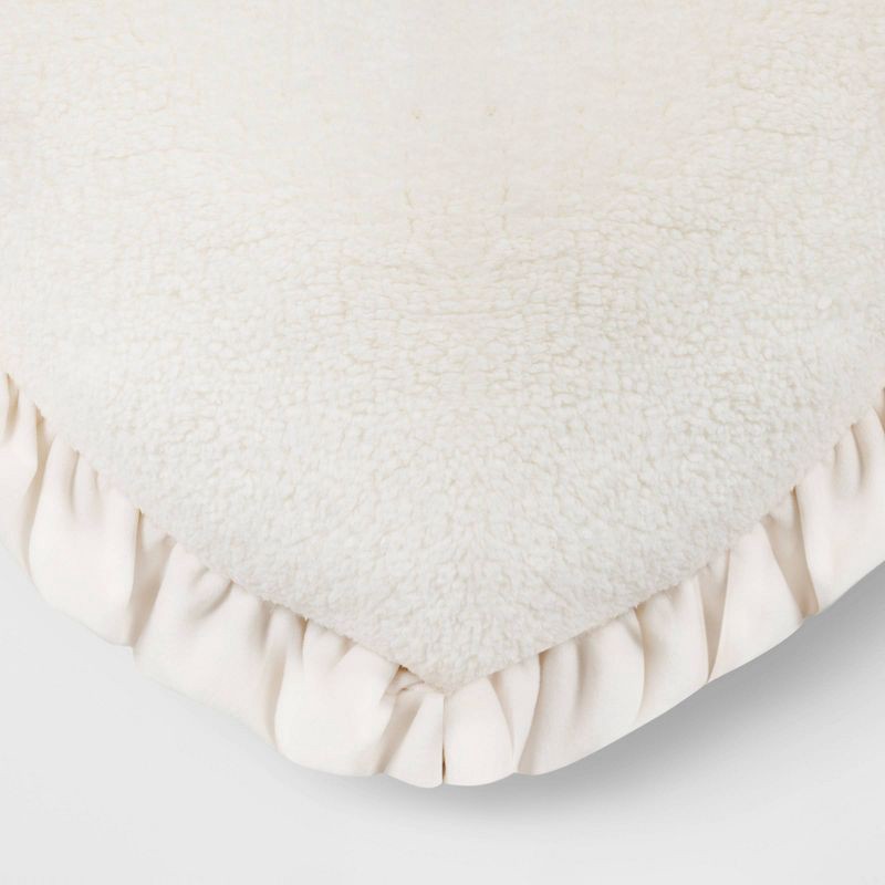 slide 4 of 4, Oversized Heart Velvet Pillow with Faux Shearling Reverse Ivory - Threshold™, 1 ct