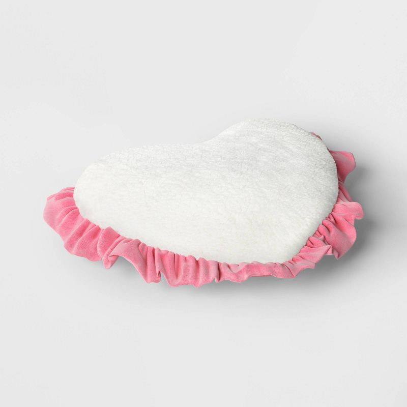 slide 4 of 5, Oversized Heart Velvet Pillow with Faux Shearling Reverse Pink/Ivory - Threshold™, 1 ct
