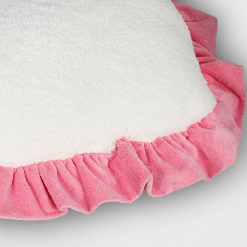 slide 5 of 5, Oversized Heart Velvet Pillow with Faux Shearling Reverse Pink/Ivory - Threshold™, 1 ct