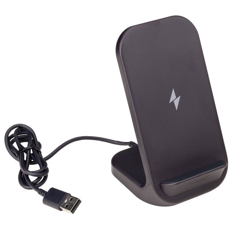 slide 2 of 6, 10W Qi Charging Stand - dealworthy™ Black: USB Wireless Charger, 1 ct