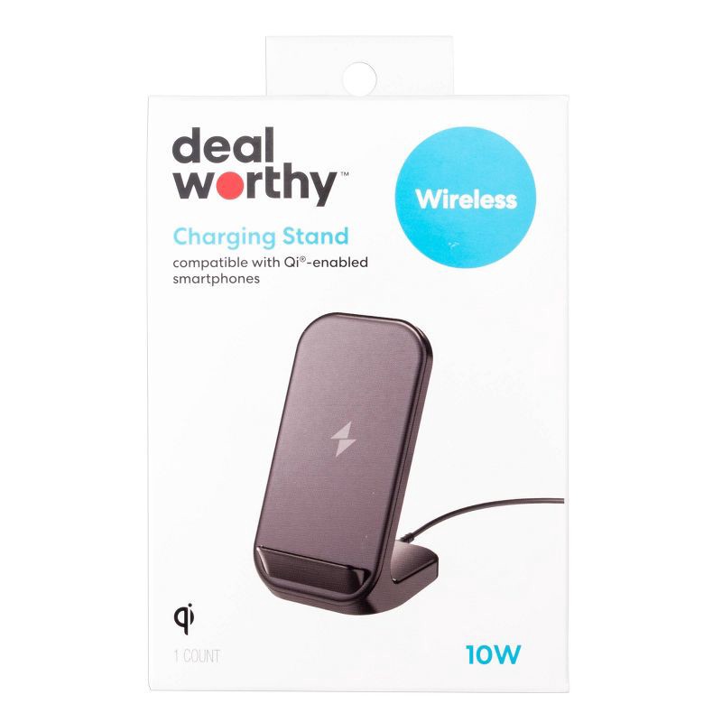 slide 5 of 6, 10W Qi Charging Stand - dealworthy™ Black: USB Wireless Charger, 1 ct
