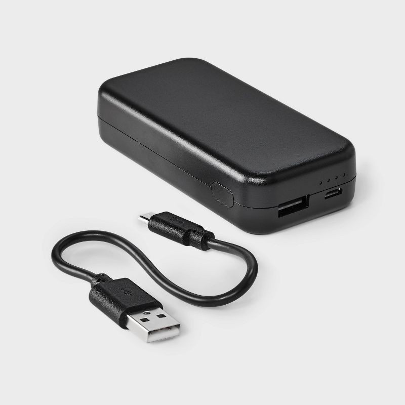 slide 2 of 4, 4000mAh Power Bank with Micro USB Cable - dealworthy™ Black: Short Circuit Protection, Charge Indicator Light, 1 ct