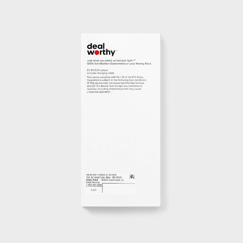 slide 3 of 4, 4000mAh Power Bank with Micro USB Cable - dealworthy™ Black: Short Circuit Protection, Charge Indicator Light, 1 ct