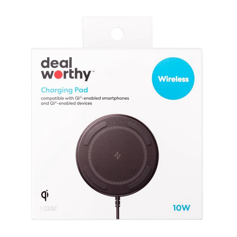 slide 5 of 6, 10W Qi Charging Pad - dealworthy™ Black: Wireless Charger, Magnetic Mount, 1 ct