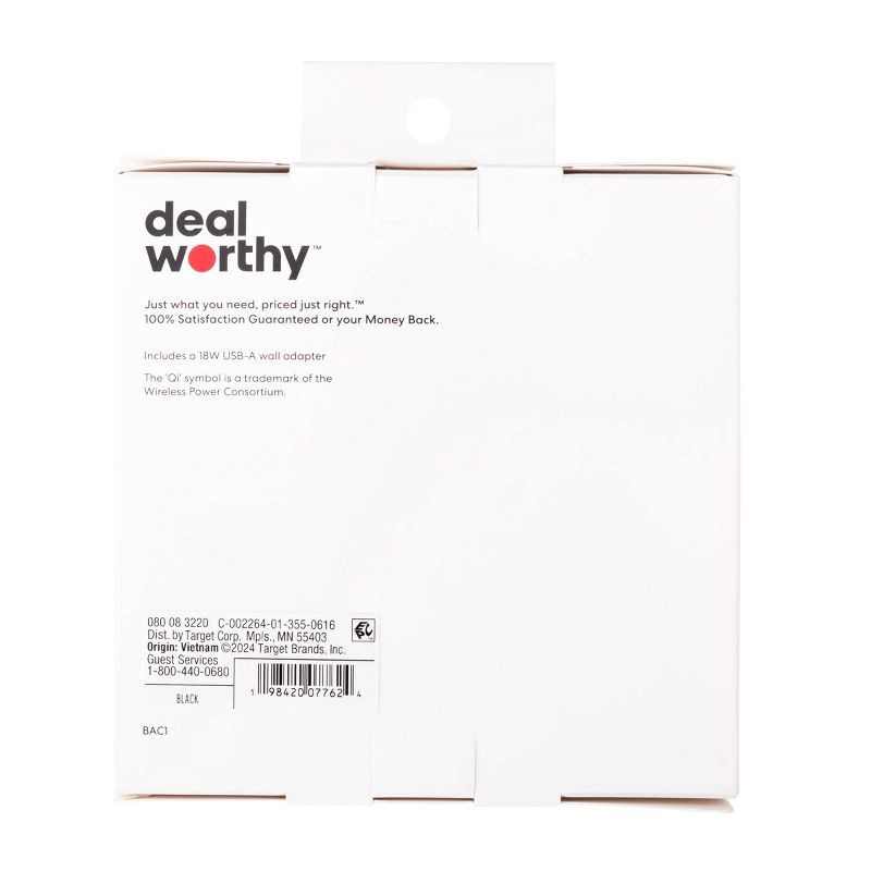 slide 6 of 6, 10W Qi Charging Pad - dealworthy™ Black: Wireless Charger, Magnetic Mount, 1 ct