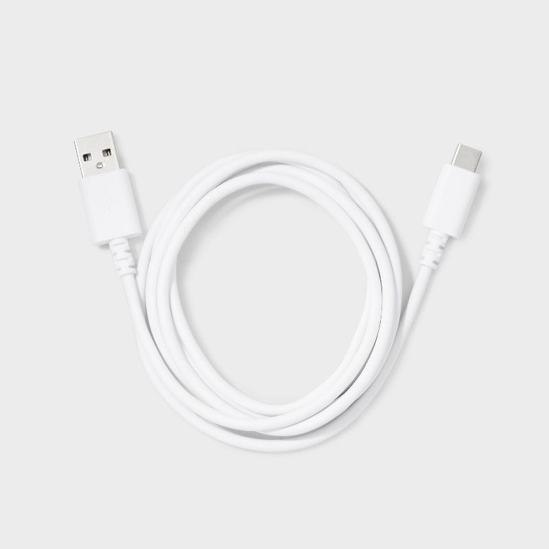 slide 2 of 3, 5' USB-A to USB-C Cable - dealworthy™ White: Male-to-Male Connection, 5ft Length, 5 ft