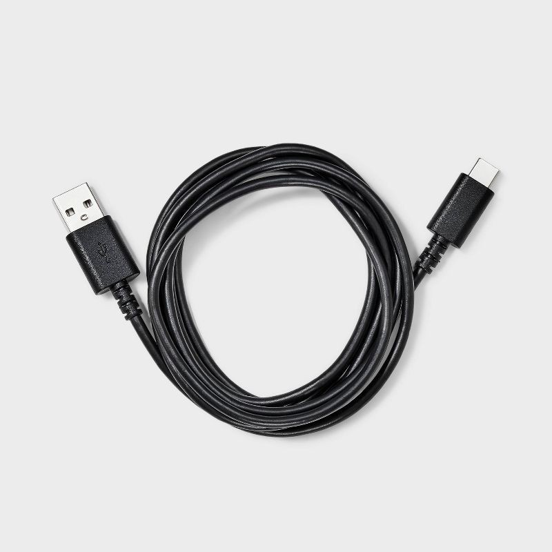 slide 2 of 3, 5' USB-A to USB-C Cable - dealworthy™ Black: Male-To-Male Connection Cord, 1 ct