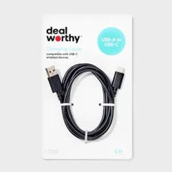 5' USB-A to USB-C Cable - dealworthy™ Black: Male-To-Male Connection Cord