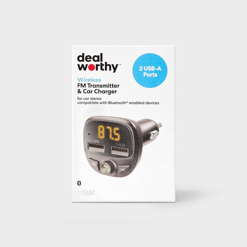 slide 1 of 4, FM Bluetooth Transmitter - dealworthy™ Black, 1 ct