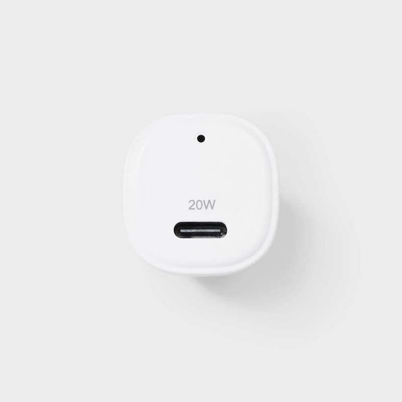 slide 4 of 4, 1-Port 20W Car Charger with 3' PVC Lightning to USB-C Cable - dealworthy™ White: Charge Indicator, Short Circuit Protection, 1 ct