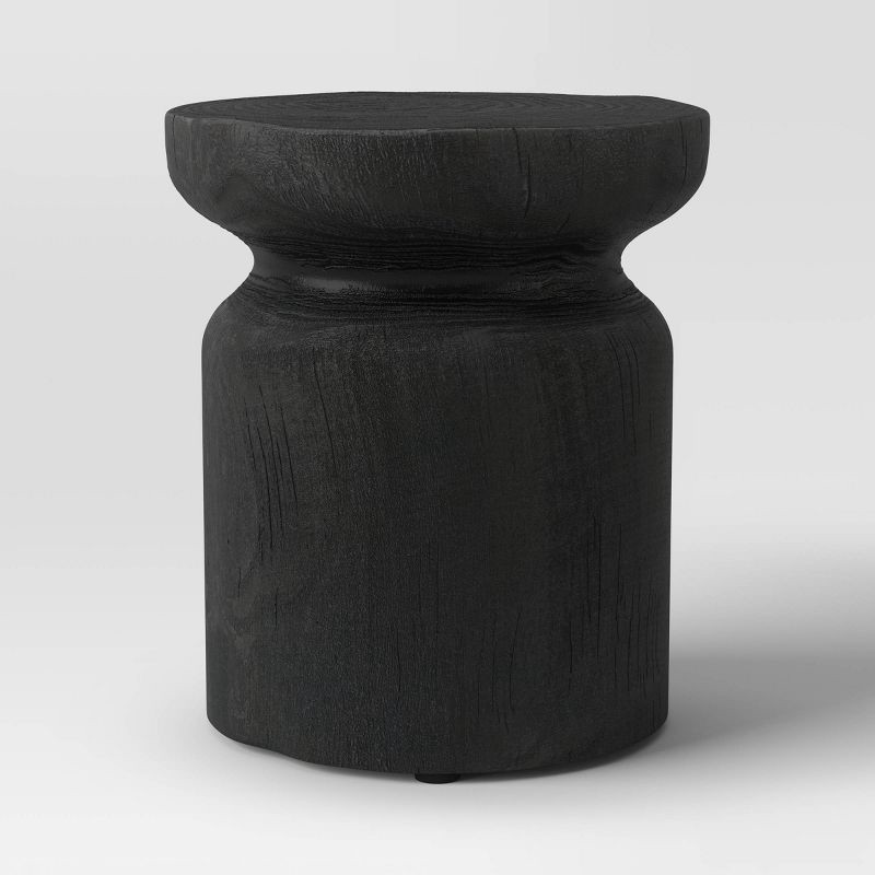 slide 1 of 4, Wooden Stump Patio Accent Table Black - Threshold™, 1 ct