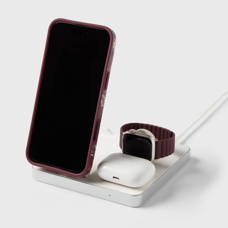 slide 2 of 4, 3 in 1 Charger for iPhone Watch and AirPods - heyday™ White, 1 ct