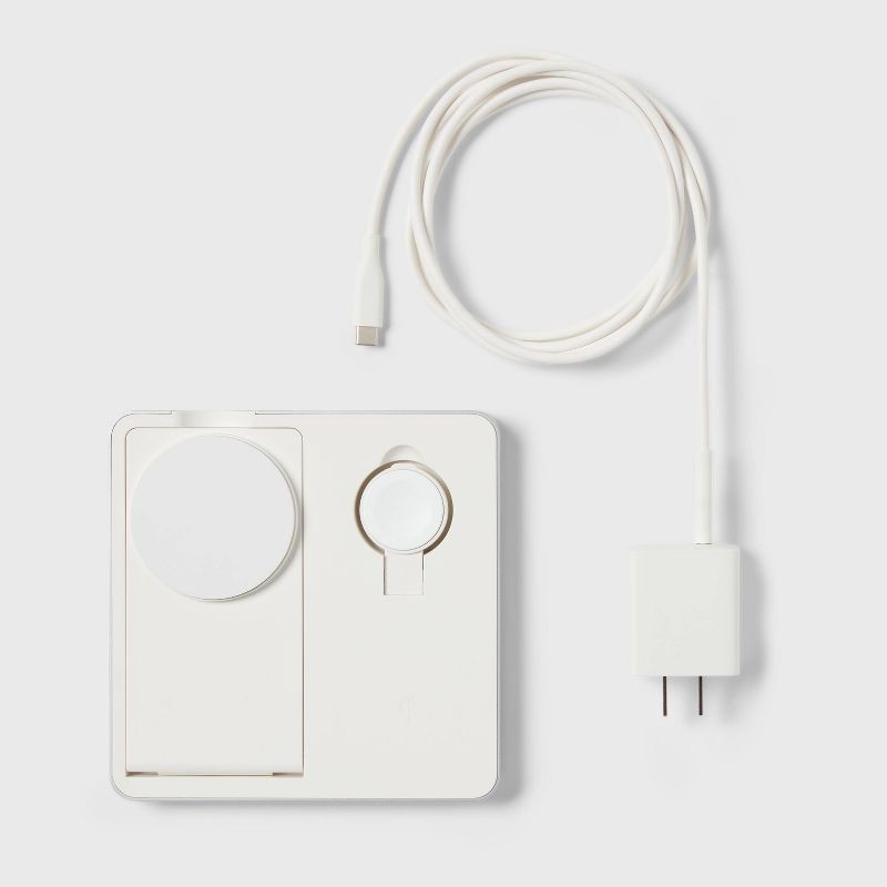 slide 3 of 4, 3 in 1 Charger for iPhone Watch and AirPods - heyday™ White, 1 ct