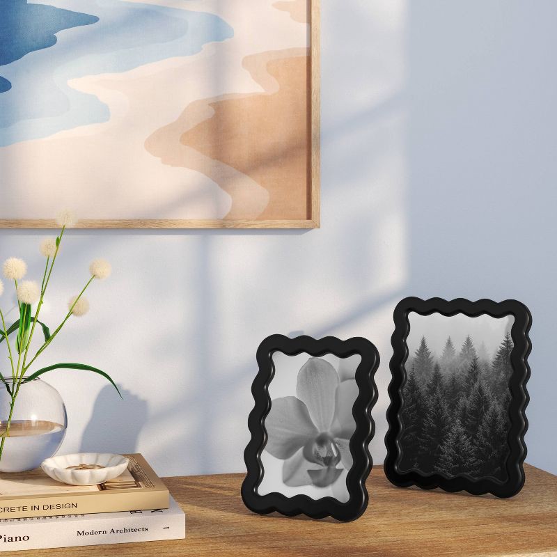 slide 2 of 4, 5"x7" Wavy Shape Picture Frame Black - Room Essentials™, 1 ct