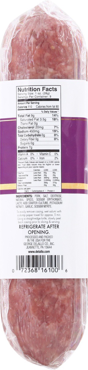 slide 2 of 9, DeLallo Uncured Genoa Salami, 9 oz