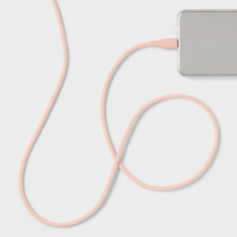 slide 2 of 3, 6' Lightning to USB-C 60W Silicone Cable - heyday™ Peach, 1 ct