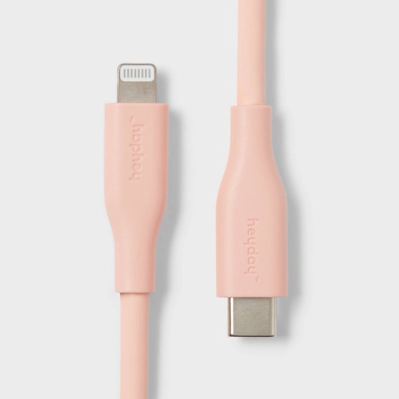 slide 1 of 3, 6' Lightning to USB-C 60W Silicone Cable - heyday™ Peach, 1 ct