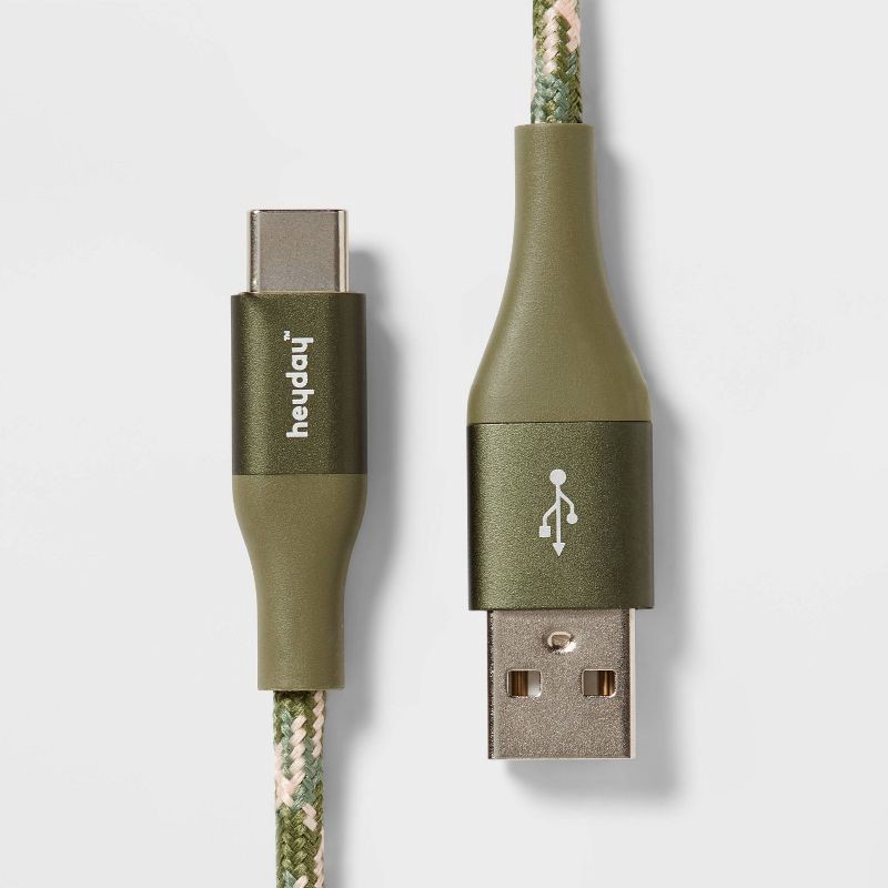 slide 1 of 3, USB-C to USB-A Fast Charging Braided Cable - heyday™ Olive Green, 1 ct