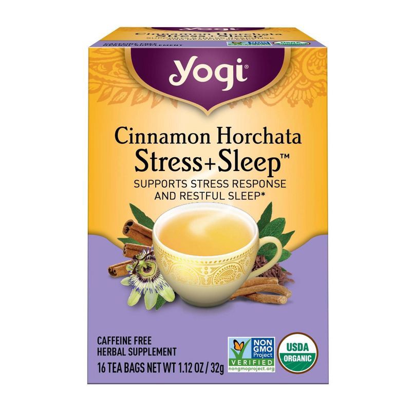 slide 1 of 6, Yogi Cinnamon Horchata Stress + Sleep - 16ct/1.12oz, 16 ct; 1.12 oz