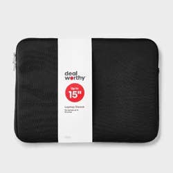15" Laptop Sleeve - dealworthy™ - Black: Polyester, Electronics Case