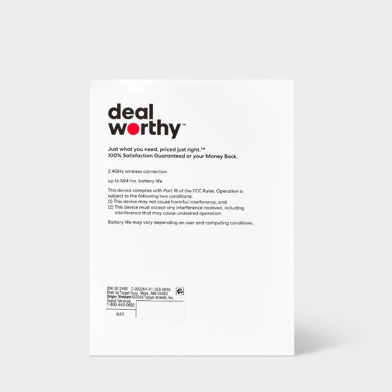 slide 3 of 6, Wireless Ergonomic Mouse - dealworthy™ - Black: USB-A Radio Frequency Connection, 1 ct