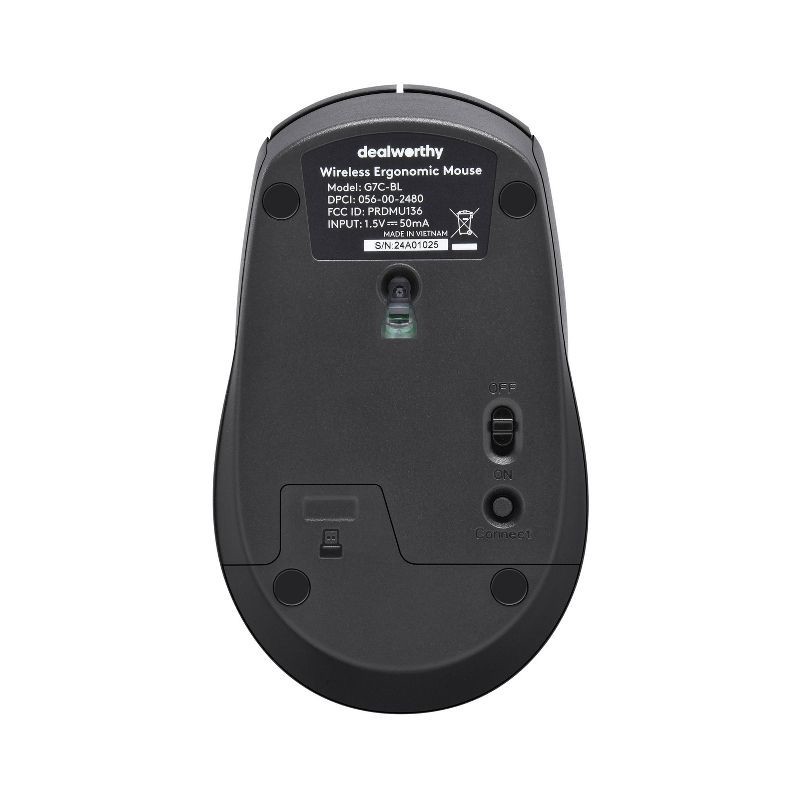 slide 5 of 6, Wireless Ergonomic Mouse - dealworthy™ - Black: USB-A Radio Frequency Connection, 1 ct