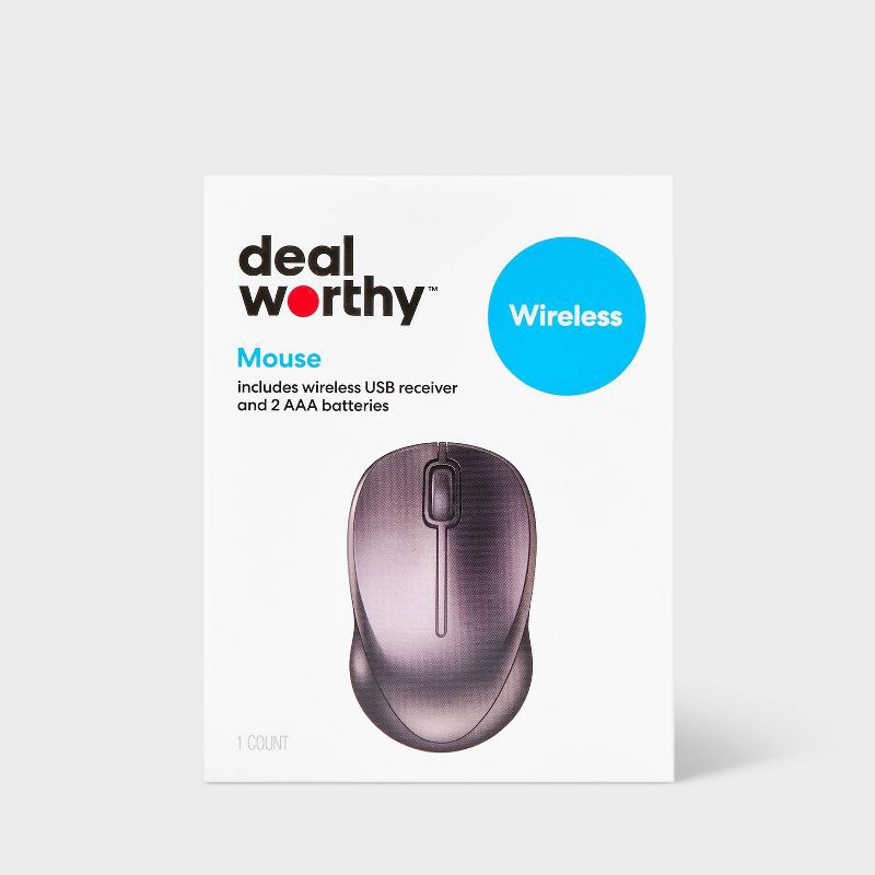 slide 1 of 6, Wireless Mouse - dealworthy™ Black: USB-A Connection Home Accessory, 1 ct