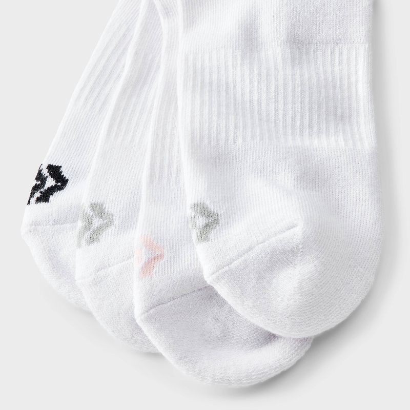 slide 2 of 3, Women's Cushioned Striped Varsity 4pk Short Crew Socks - All In Motion™ White/Gray/Pink 4-10: Arch Support, Zone Cushioning, 4 ct