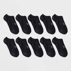 Women's Cushioned Active 10pk No Show Socks - All In Motion™ Black 4-10: Arch Support, Zone Cushioning